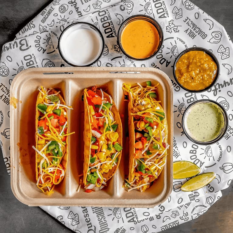 Three Yummy Tacos, Endless Toppings, Perfect Bite!